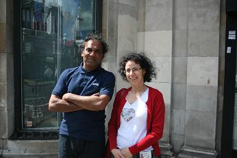 Jeff and Maria outside the centre on Seven Sisters Road 